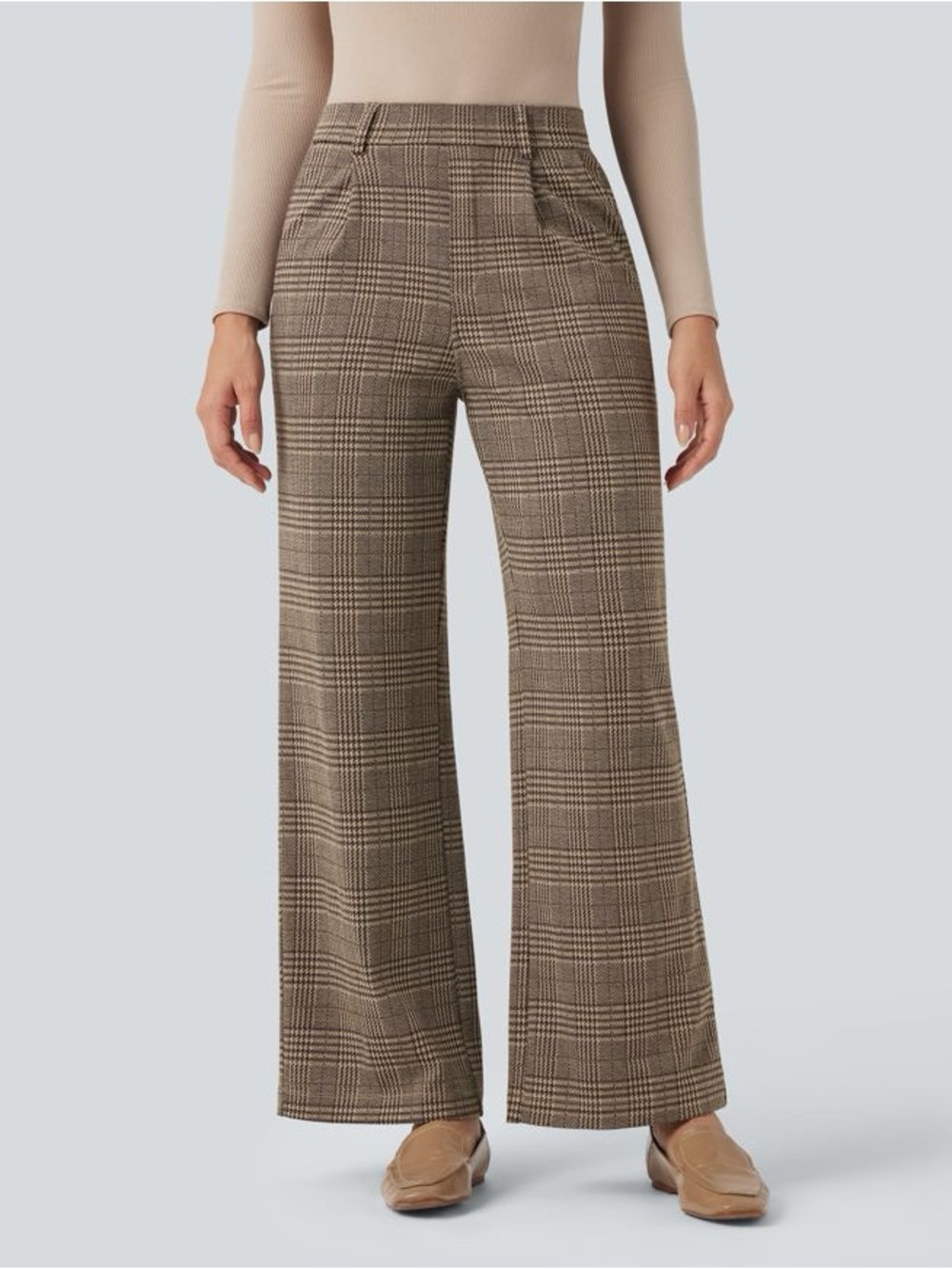 Halara Flex High Waisted Straight Leg Houndstooth Plaid Work Pants Stretch Small